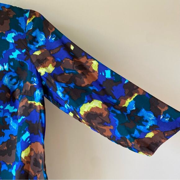 Boden Silk Blend Multicolor Abstract Floral Print Top Blouse 3/4 Sleeve Size 4 - Picture 4 of 8
